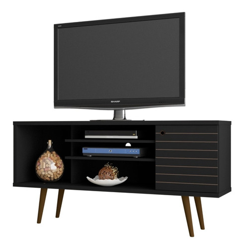 Mueble Rack En Madera Para Tv Safira Negro