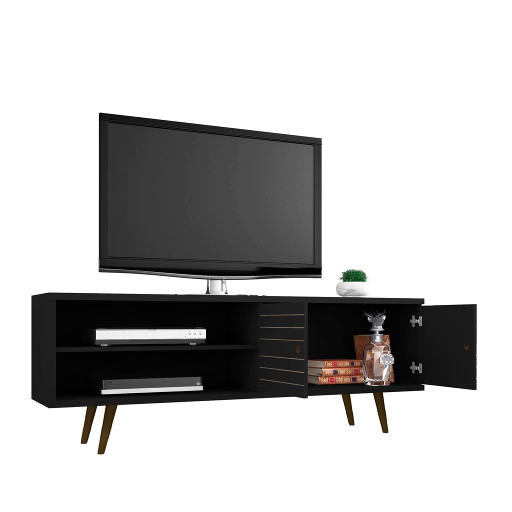 Mueble Rack Para Tv En Madera Mdp Onix Preto Fosco