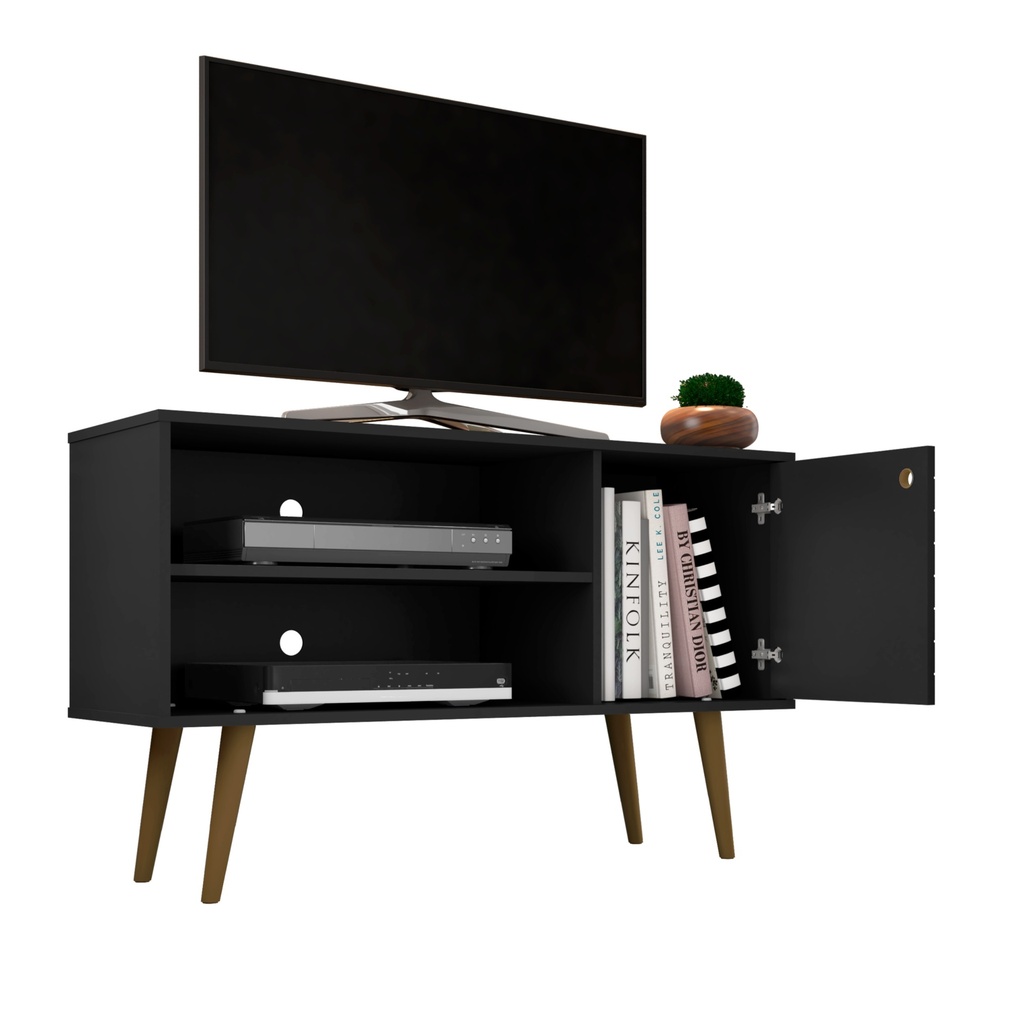 Mueble Rack Para Tv En Madera Mdp Jade Preto Fosco