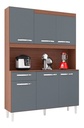 Alacena Mueble Auxiliar Cocina Carine 6 Puertas Gris - Capuchino