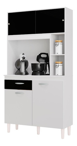 Alacena Mueble Auxiliar Cocina Kit Duda 90cm Negro y Blanco