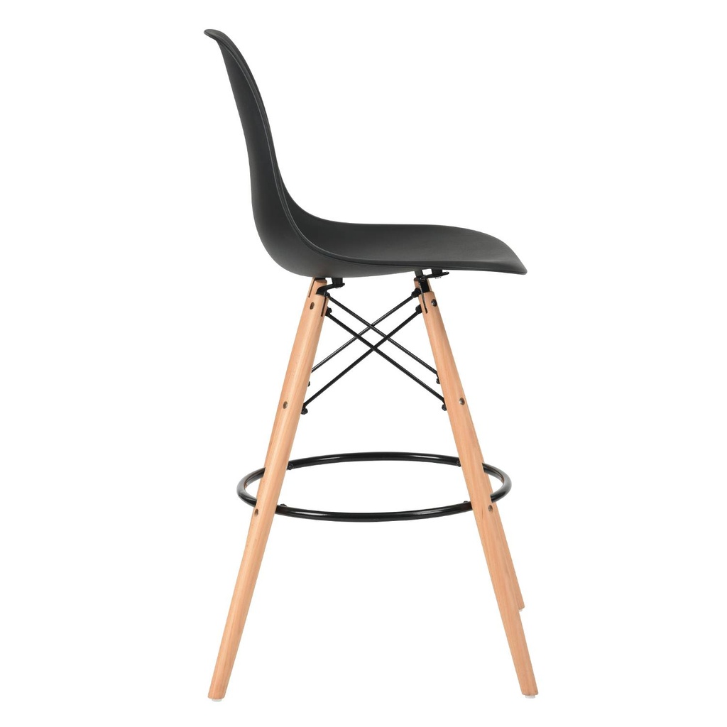 Silla Bar Eames Negra Base en Madera