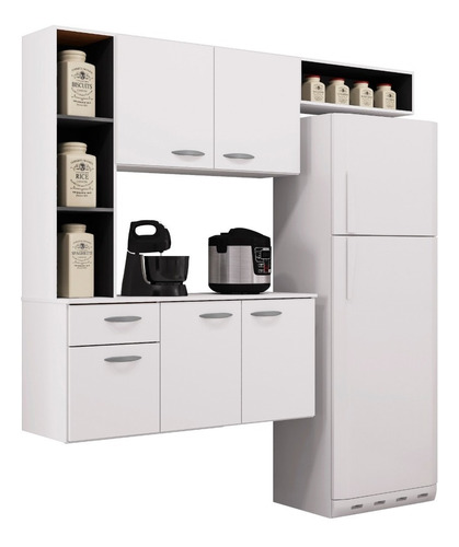 [125025] Cocina Superior 5 Puertas Compacto Isis Negro – Blanco