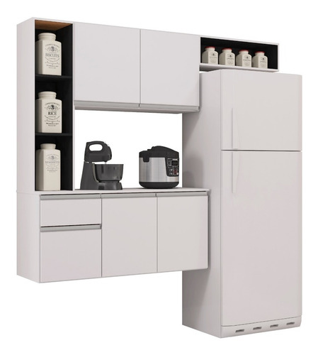 [125029] Cocina Superior 5 Puertas Compacto Mel 1,63m  Negro – Blanco