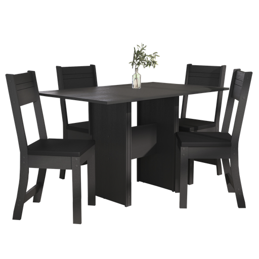 [162032] Juego de Comedor Siena 4 Puestos Color Negro