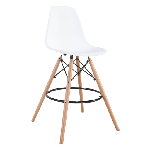 [121036] Silla Bar Eames Blanca Base en Madera